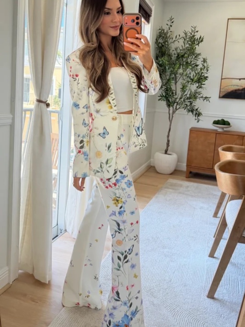 Alice + Olivia Andrew Pants Twisting Vines Off White size 6 - Picture 6 of 12